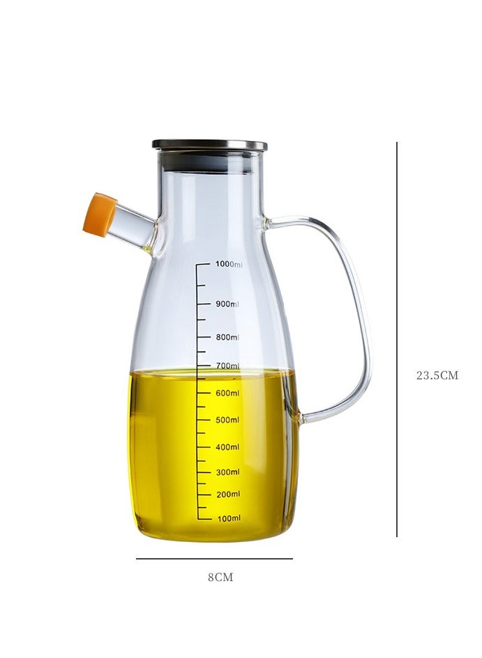 MileMelo Borosilicate Oil Dispenser & Stoppers Bottle with Handle, Olive Oil Dispenser Glass Bottle 1L - Image 2
